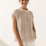 Linen Cutout Turtleneck Top QUINN