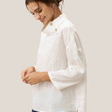 100% Linen Classic Side Neck Top CORA