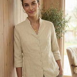 100% Linen Hand Button Fitted Jacket AMELIA