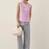 100% Linen Draped Collar Tank Top JACQUELINE