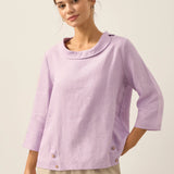 Linen Round Soft-Fold Collar Top ANAIS
