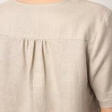 100% Linen Tie Cuff Notched V-Neck Top LORAN