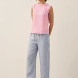 100% Linen Draped Collar Tank Top JACQUELINE