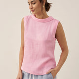 100% Linen Draped Collar Tank Top JACQUELINE