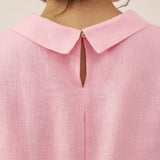 100% Linen Draped Collar Tank Top JACQUELINE