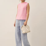 100% Linen Draped Collar Tank Top JACQUELINE