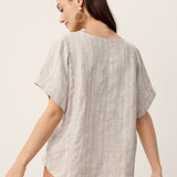 Linen Split-Neck Drop-Shoulder Top KIERA