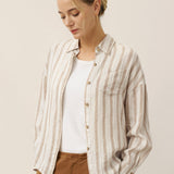 Linen Striped Drop Shoulder Shirt KENNEDY