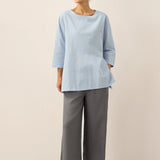 Linen White Boat Neck Oversized Top AVA