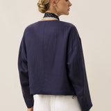 Tencel Linen Reversible Crew Neck Casual Jacket CHLOE