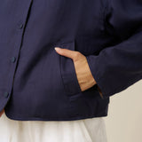 Tencel Linen Reversible Crew Neck Casual Jacket CHLOE