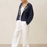 Tencel Linen Reversible Crew Neck Casual Jacket CHLOE