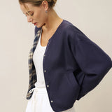 Tencel Linen Reversible Crew Neck Casual Jacket CHLOE