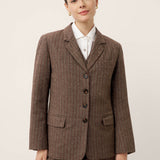 Wool Striped Notched Lapel Suit Blazer DAPHNE